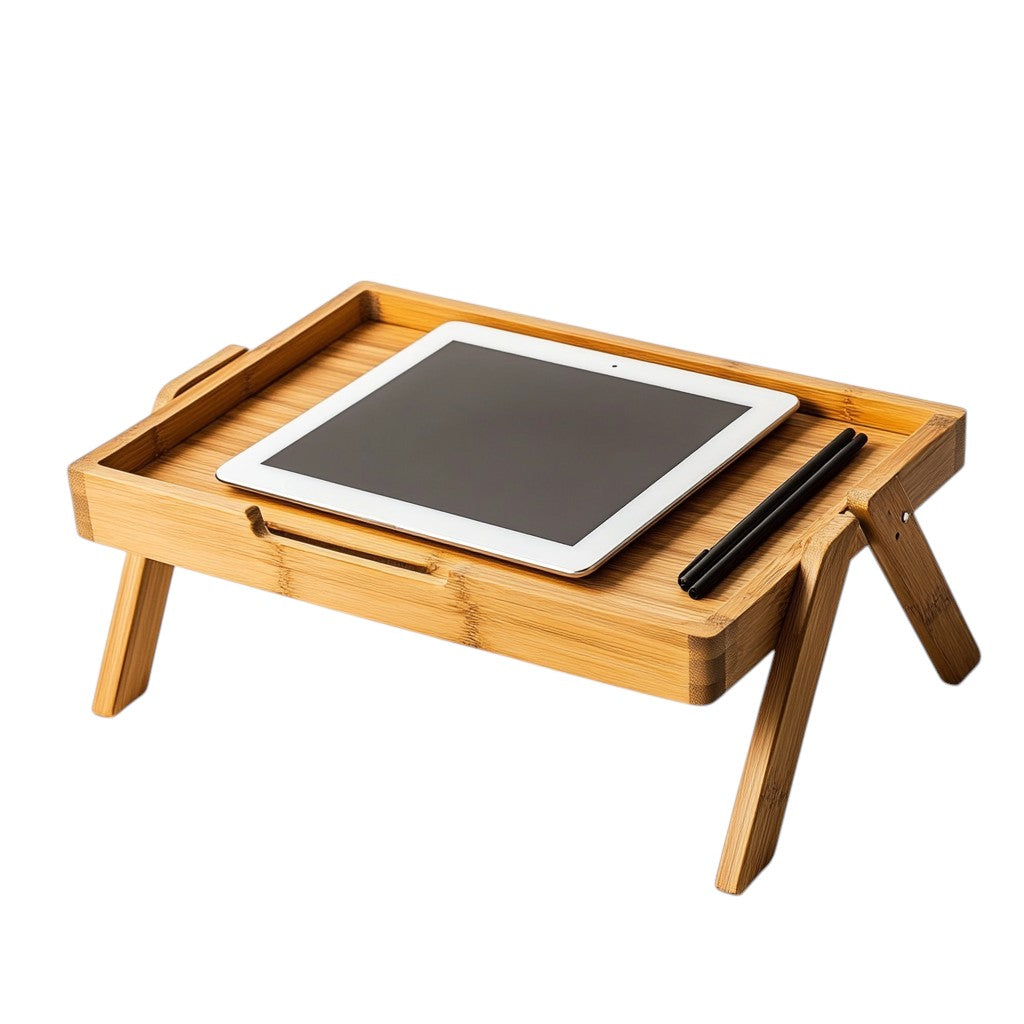 Tulpzg Natural Bamboo Adjustable Bed Tray