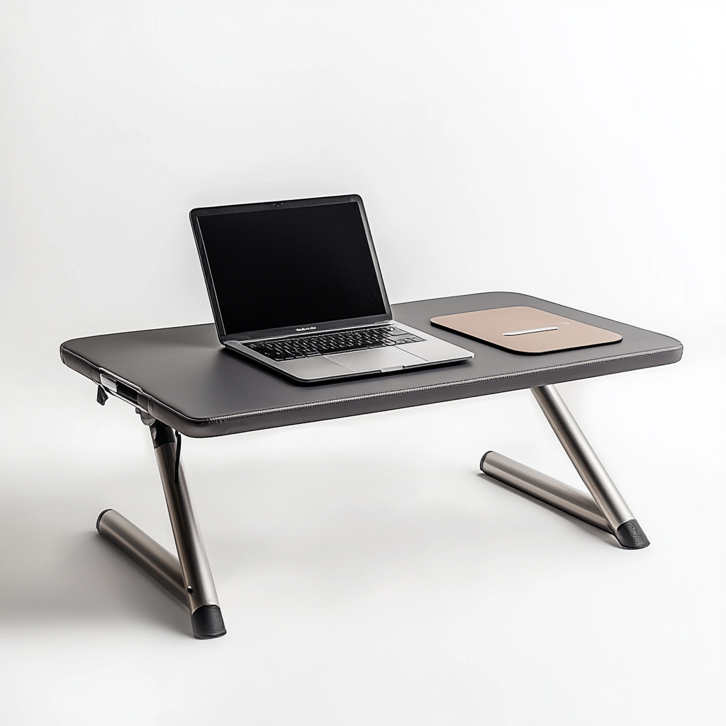 Tulpzg Adjustable Laptop Bed Stand - Tilting Top with Cooling Fan - Ergonomic Height Foldable Table for Bed & Sofa - Portable Workstation - Space Grey