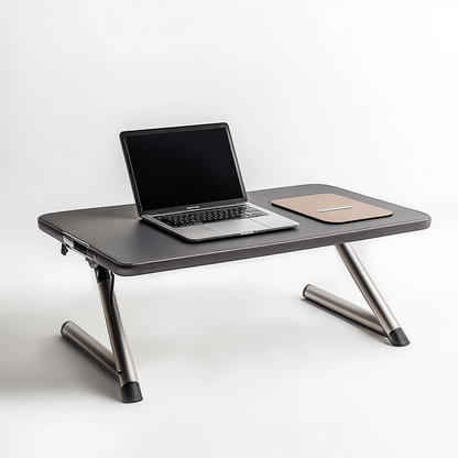 Tulpzg Adjustable Laptop Bed Stand - Tilting Top with Cooling Fan - Ergonomic Height Foldable Table for Bed & Sofa - Portable Workstation - Space Grey